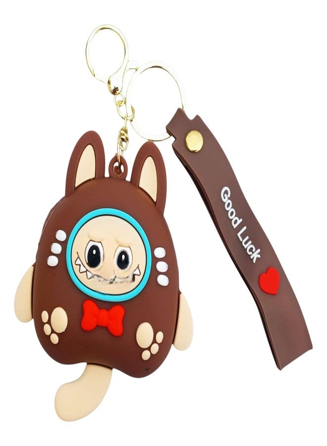 SHAKTISM Dinosaur, Panda, Capybara Coin Purse Keychain, Kawaii Silicone Wallet Pouch, 10 x 7.5 x 3.2 cm (Rabbit Brown) - Image 3